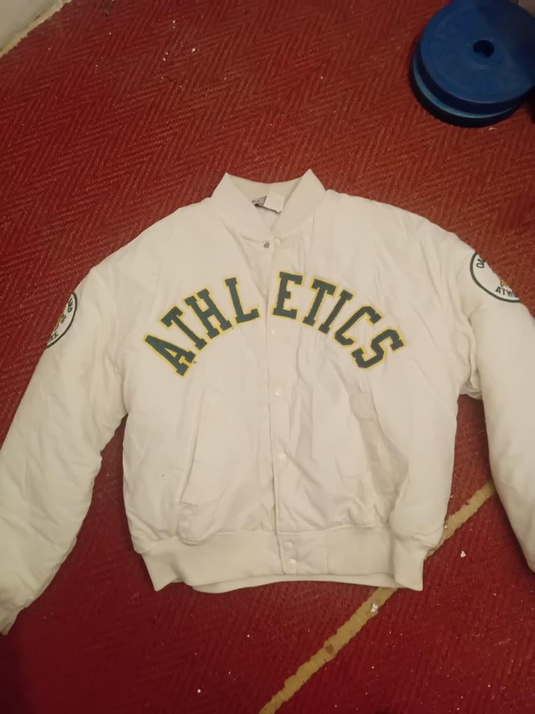 Vintage Swingster Oakland Athletics Bomberjack Maat L, Maat 52/54 (L), Wit, Ophalen of Verzenden, Gedragen