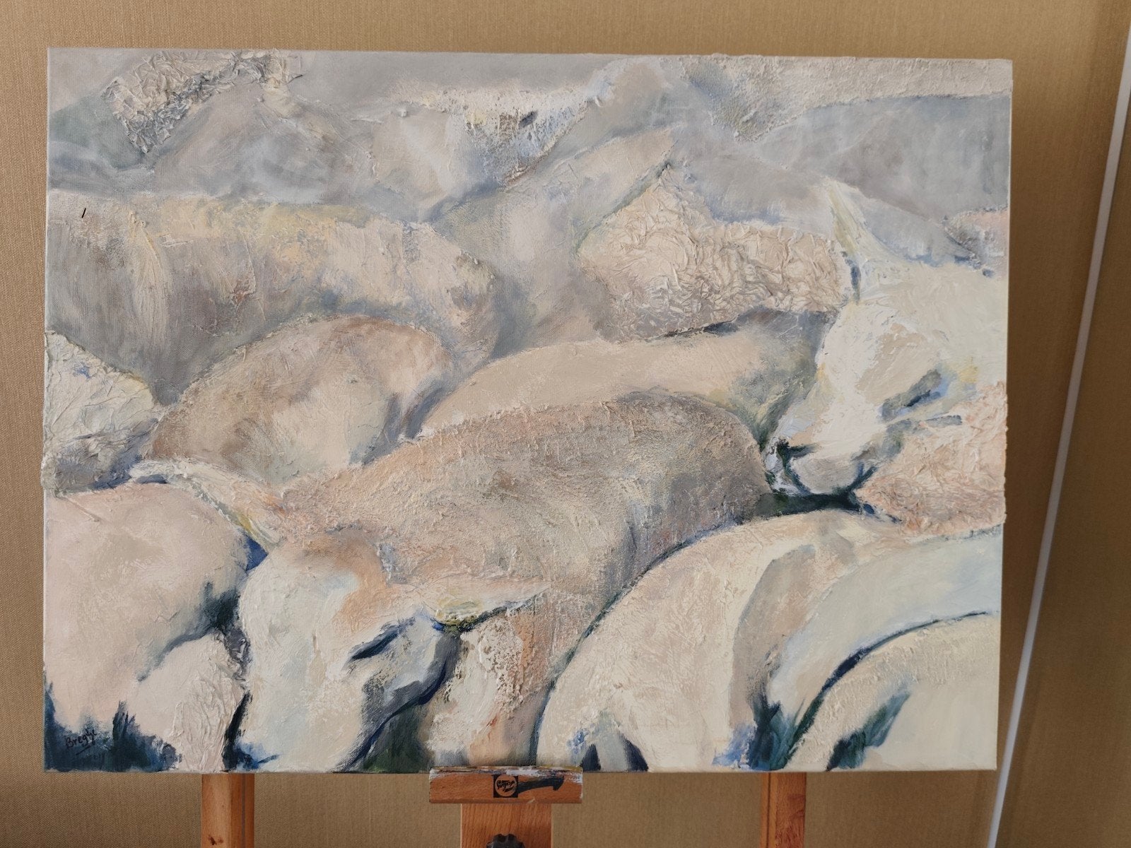 Schilderij 'Slapende Schapen' - Olieverf op doek, Antiek en Kunst, Ophalen of Verzenden