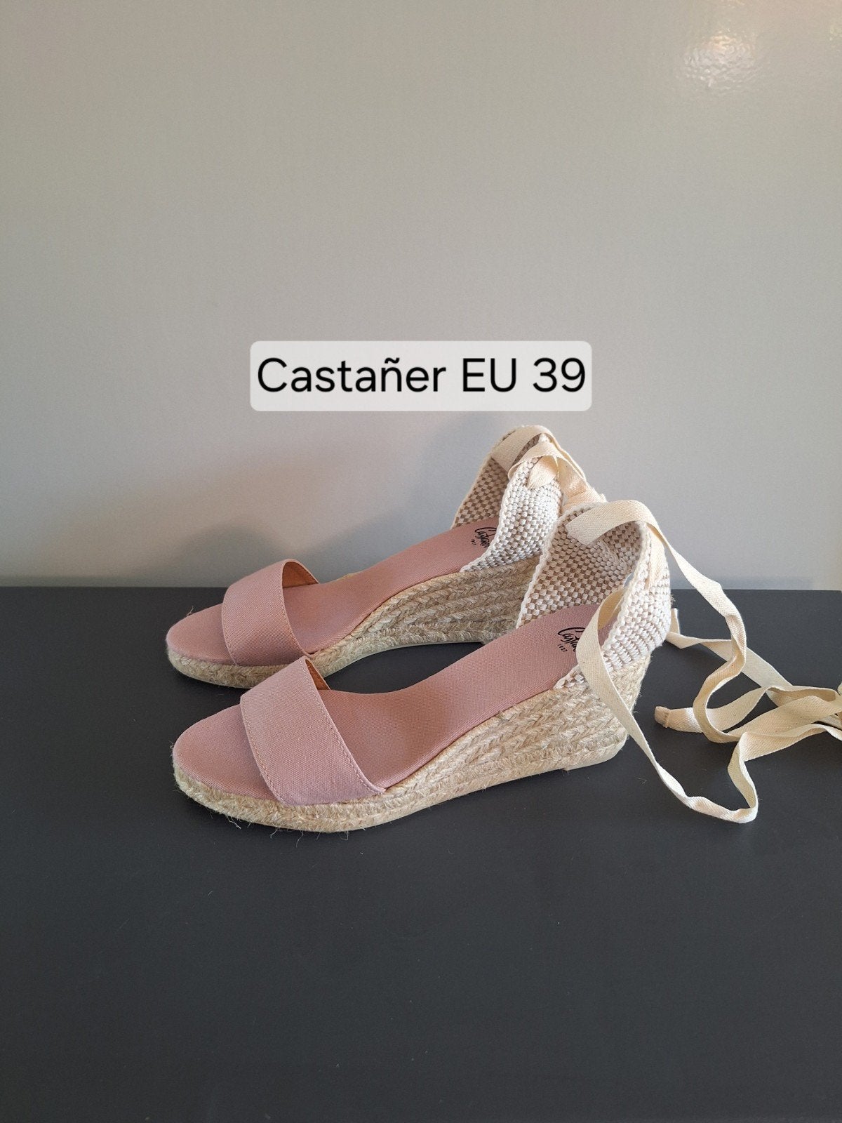 Castañer lichtroze espadrilles sleehakken met strikkoord 39, Nieuw, Ophalen of Verzenden, Espadrilles of Moccasins, Roze