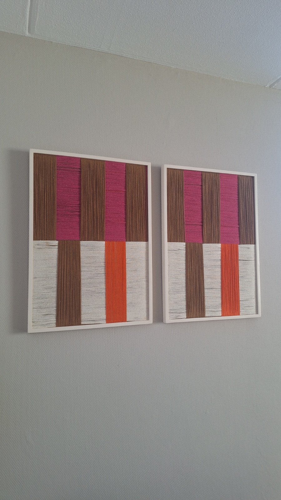 Set van 2 moderne wanddecoraties met textiel, Ophalen, Meerkleurig, Textiel, Decoratieobject