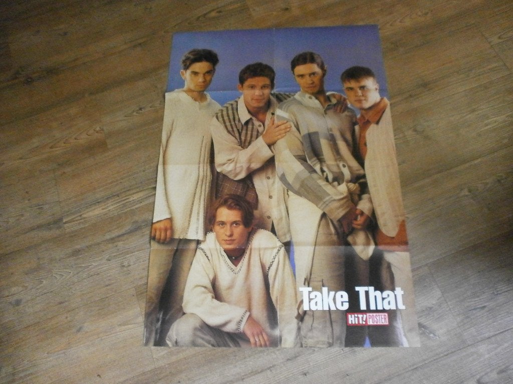 leuke XXL poster jaren 90  Take That, Verzamelen, Verzenden, Zo goed als nieuw, Deurposter of groter, Muziek