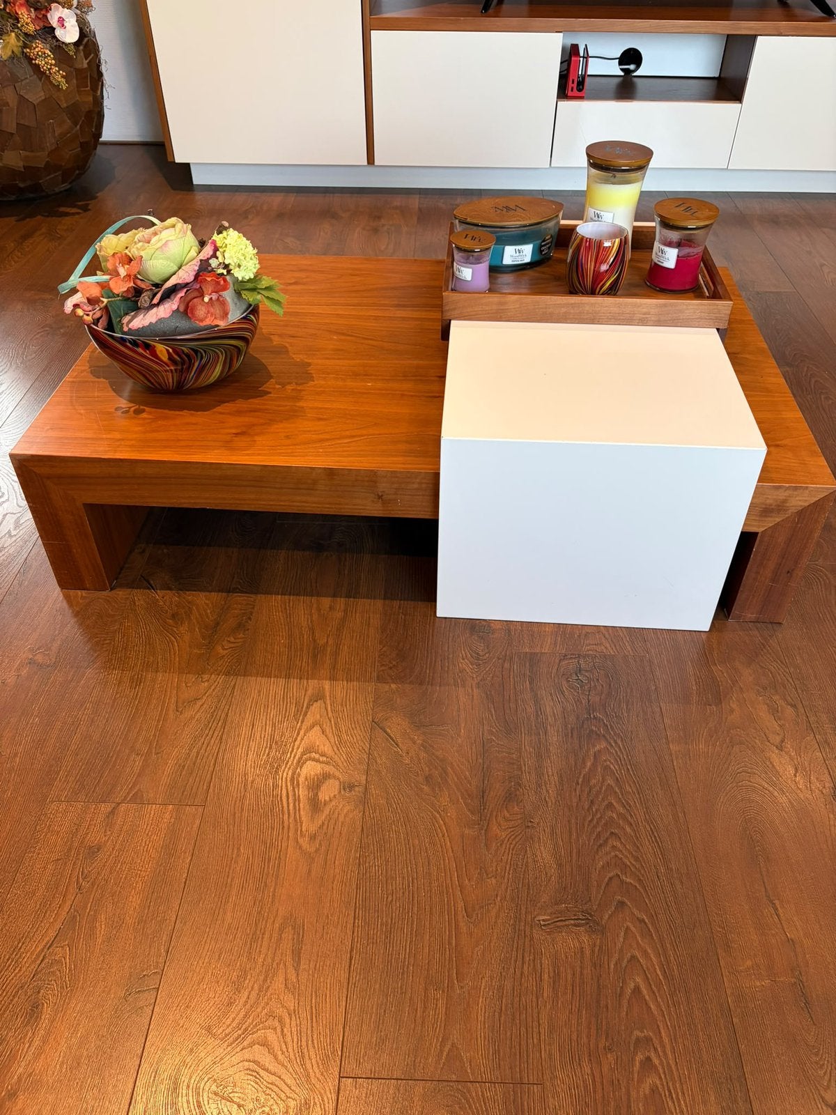 Salon tafel van houtfineer 110cm x 70, 50 tot 100 cm, 100 tot 150 cm, Ophalen of Verzenden, Zo goed als nieuw