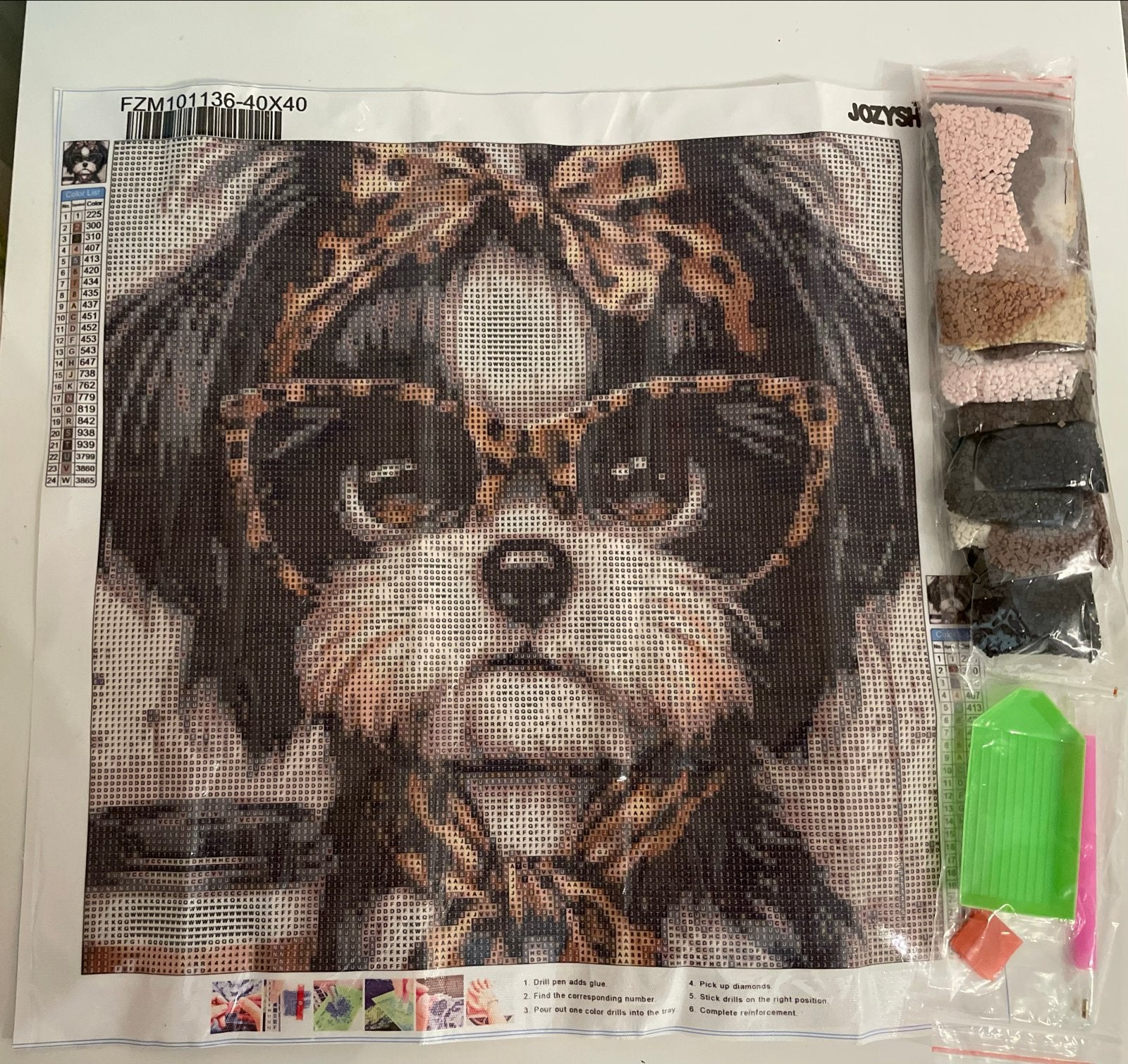 Diamond Painting Hond met Bril - Complete Knutselset, Zelfklevend, Nieuw, Meerkleurig, Ophalen of Verzenden