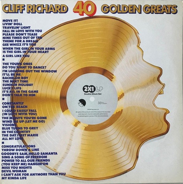 LP - Cliff Richard ‎– 40 Golden Greats, Cd's en Dvd's, Vinyl | Rock, Gebruikt, Ophalen of Verzenden, Poprock, 12 inch