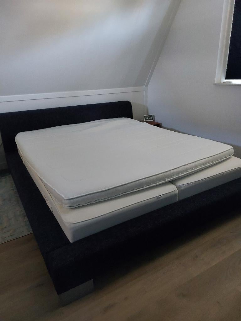 Bed incl. Matrassen, Ophalen, Gebruikt, Zwart, Tweepersoons