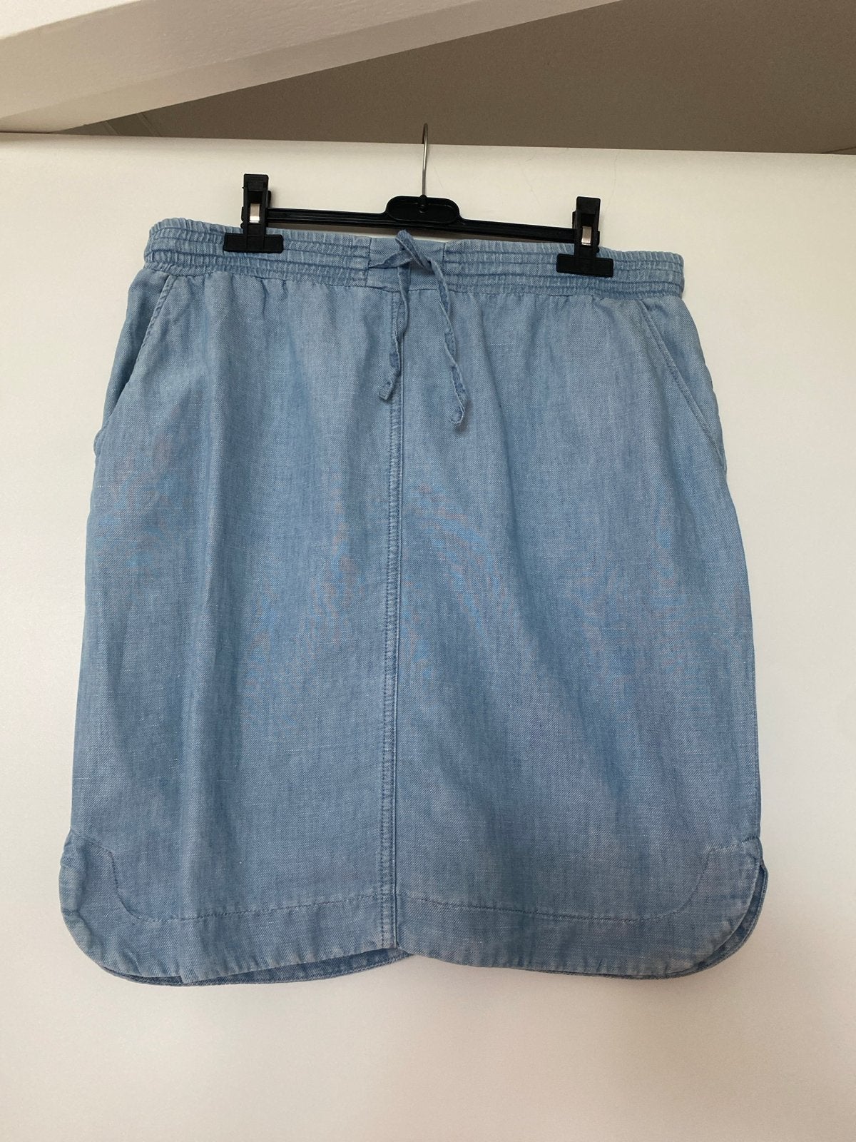 Spijkerrok Purdey met elastiek en koord, lengte 55 cm, Blauw, Maat 42/44 (L), Ophalen of Verzenden, Zo goed als nieuw