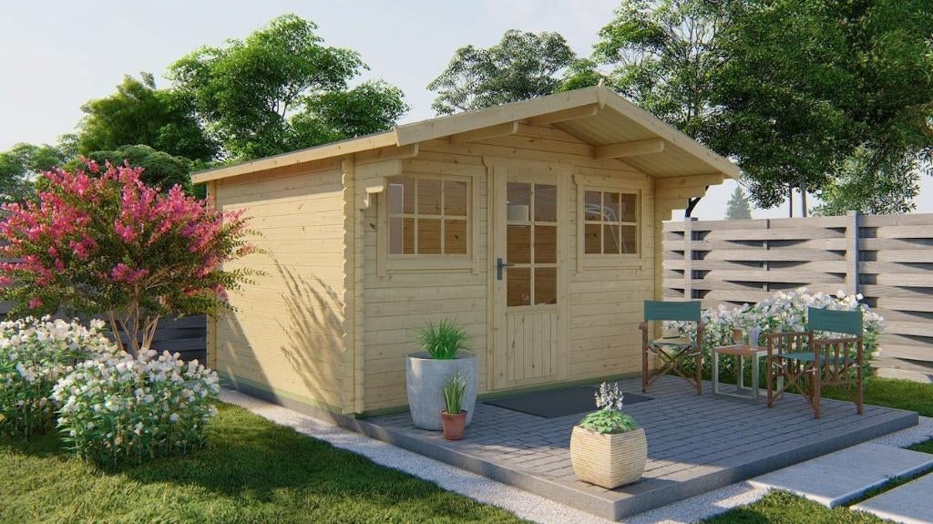 Nieuwe blokhut Mika | bruin geimpregneerd | luxe uitgevoerd!, 200 tot 400 cm, 250 tot 500 cm, Blokhut, Nieuw