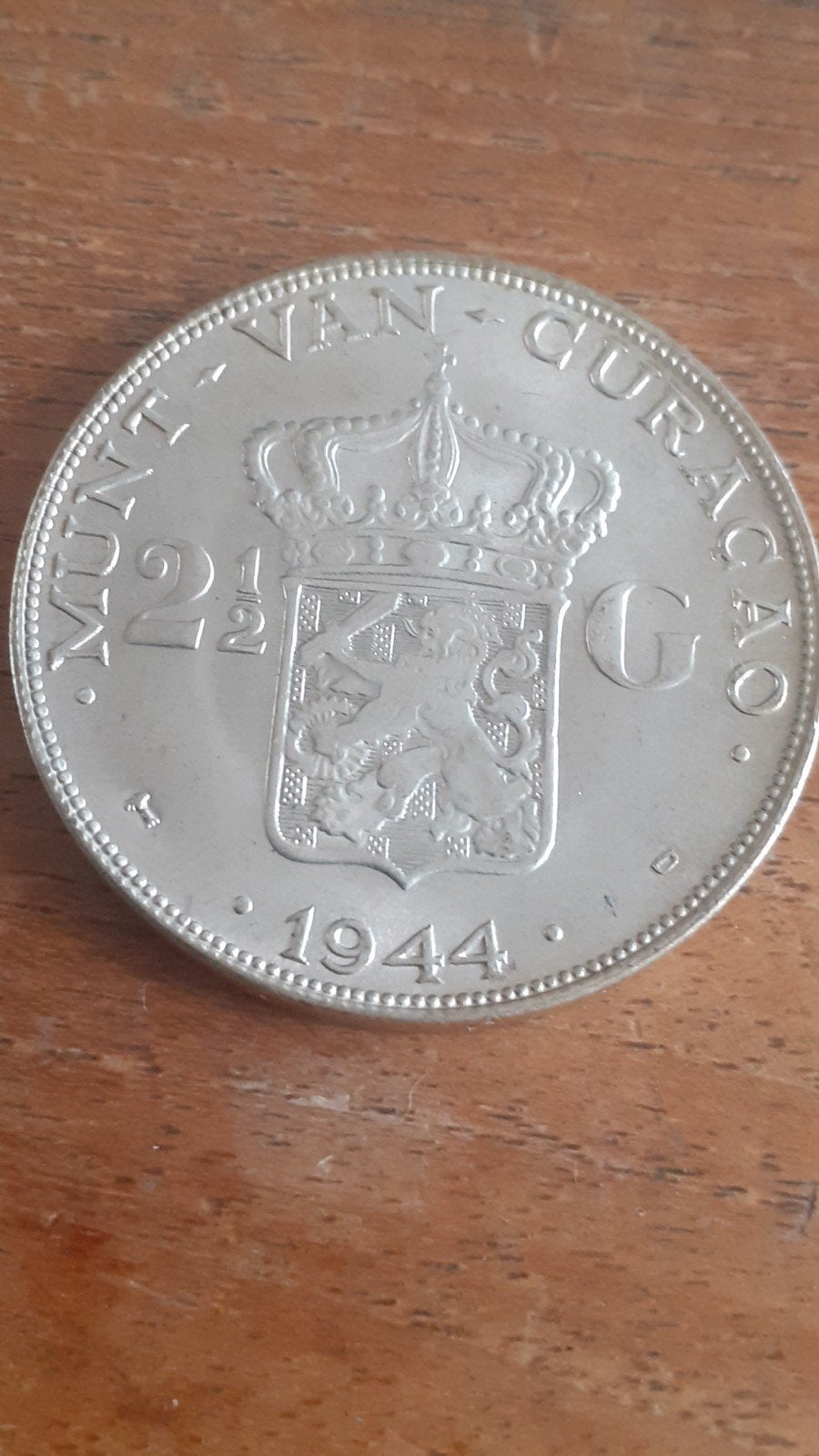 Rijkdaalder 1944 Koningin Wilhelmina Munt van Curaçao, Zilver, Ophalen of Verzenden, Koningin Wilhelmina, Losse munt