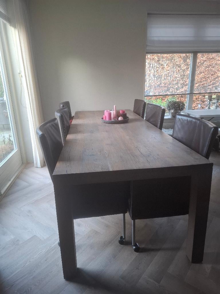 Mooie kwalitatieve eikenhouten eettafel (260x98,5), Huis en Inrichting, Tafels | Eettafels, Ophalen, Eikenhout, 200 cm of meer