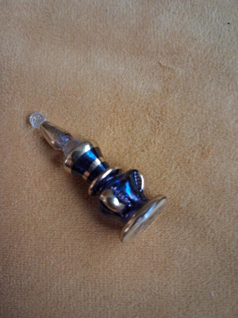 Vintage Parfumflesje Blauw Goud Glas, Antiek en Kunst, Antiek | Glas en Kristal, Ophalen
