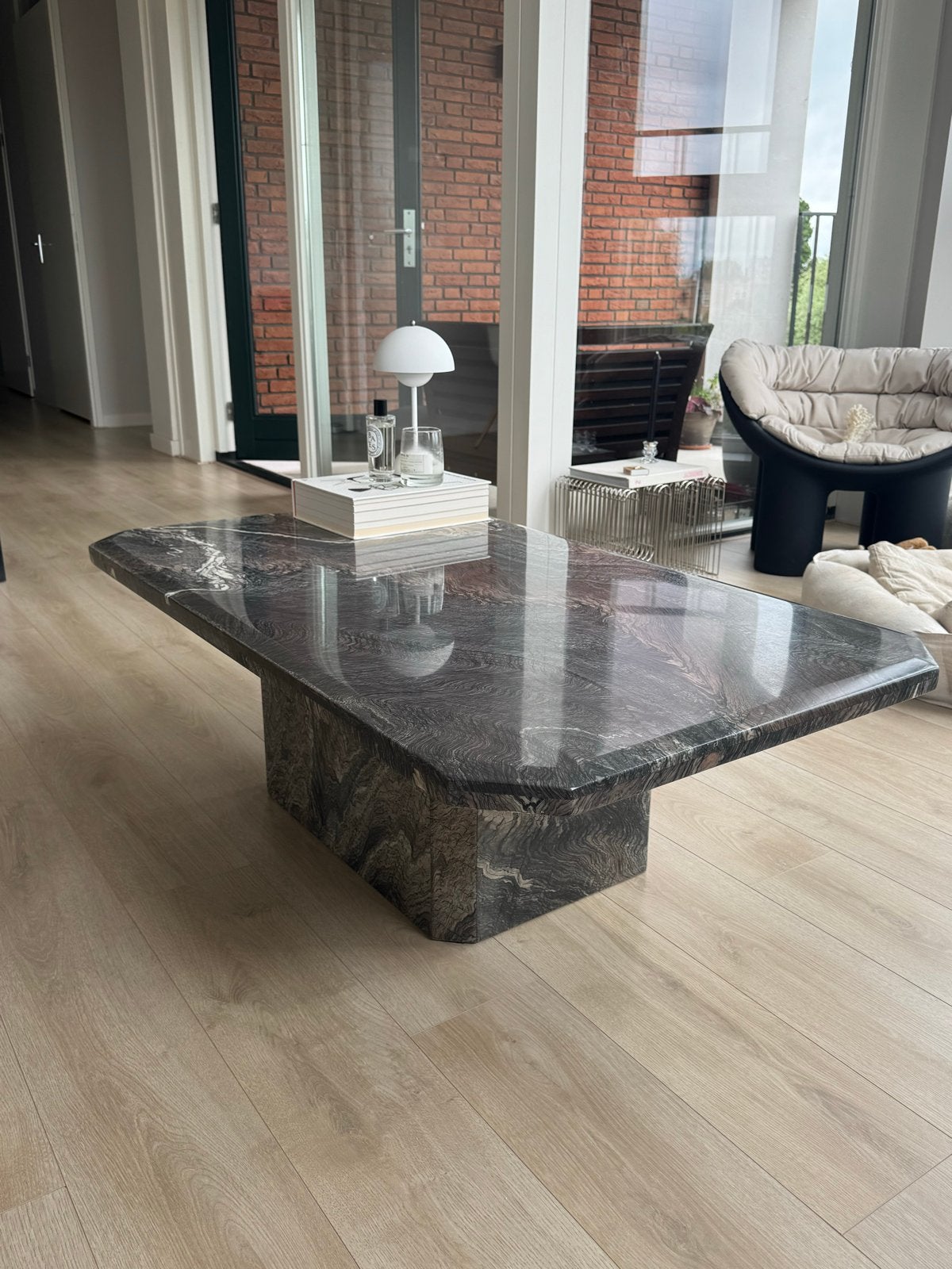 Luxe Marmeren Salontafel Vintage, Huis en Inrichting, Tafels | Salontafels, Overige materialen, 100 tot 150 cm, Zo goed als nieuw