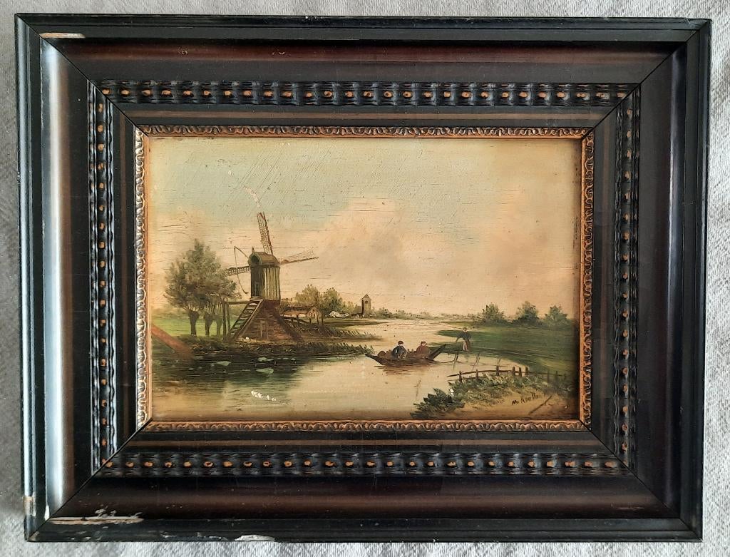 Oud schilderij Hollands Landschap periode - jaar ca. 1900., Ophalen of Verzenden