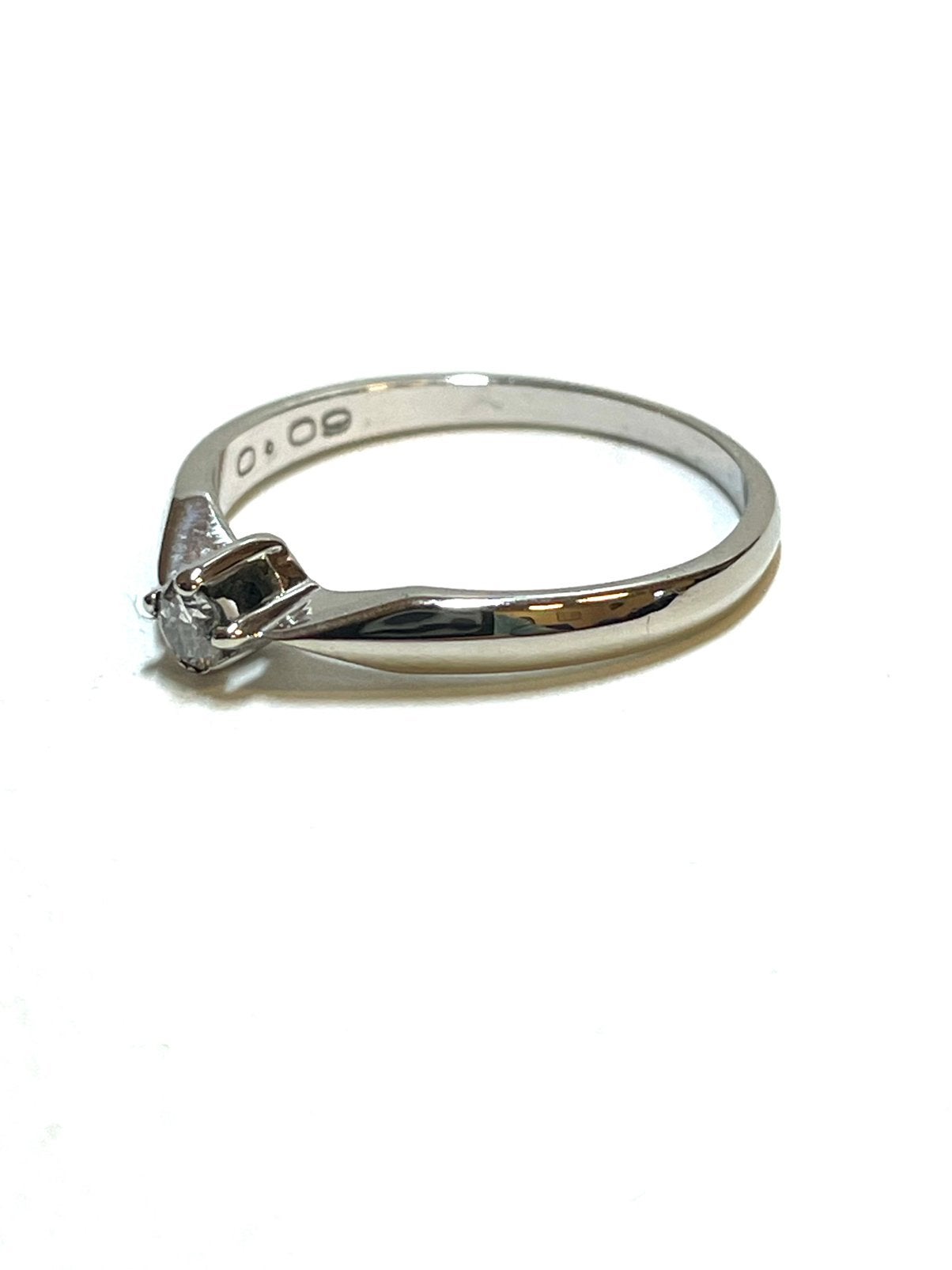 14k witgouden ring met een diamant, -, -, Ophalen of Verzenden, Zo goed als nieuw