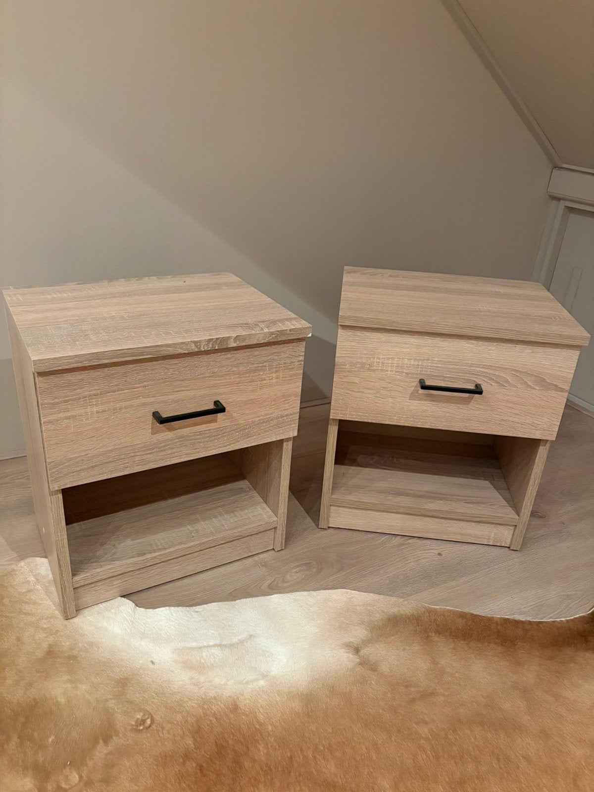 2 nachtkastjes eiken, Ophalen, Gebruikt, Minder dan 45 cm, Minder dan 55 cm