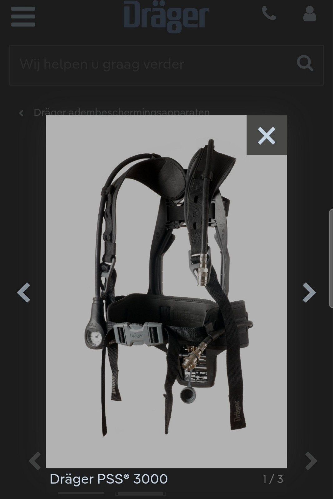 Dräger PSS 3000 Ademluchttoestel met Volgelaatsmasker, Ophalen of Verzenden, Zo goed als nieuw, Volgelaatsmaskers