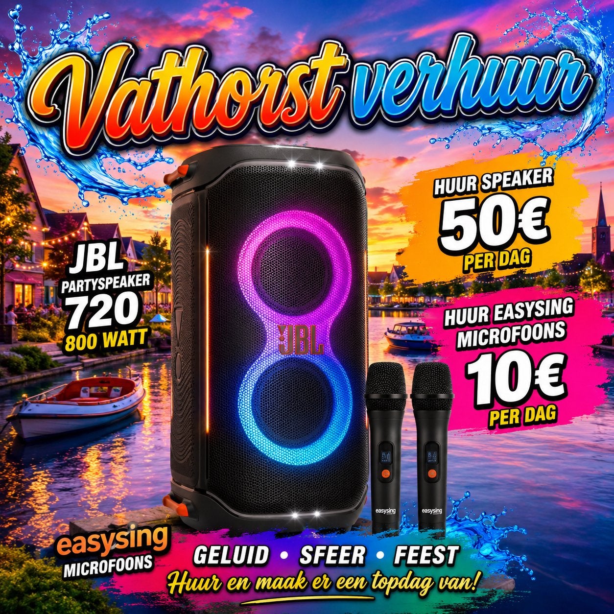 JBL PartySpeaker 720 + Microfoons – Karaoke Ready, Ophalen of Verzenden