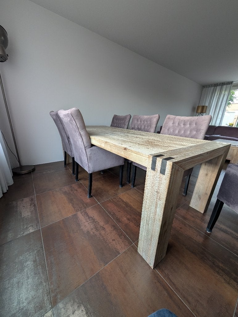 eethoek  met 6 stoelen, Huis en Inrichting, Complete eetkamers, Gebruikt, 4 tot 6 stoelen, Ophalen
