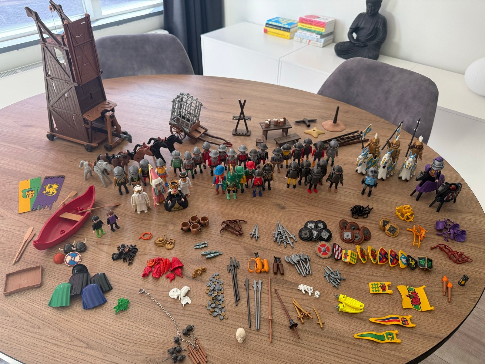 Playmobil kasteel met ridders & accessoires 3123/3666, etc., Ophalen, Gebruikt