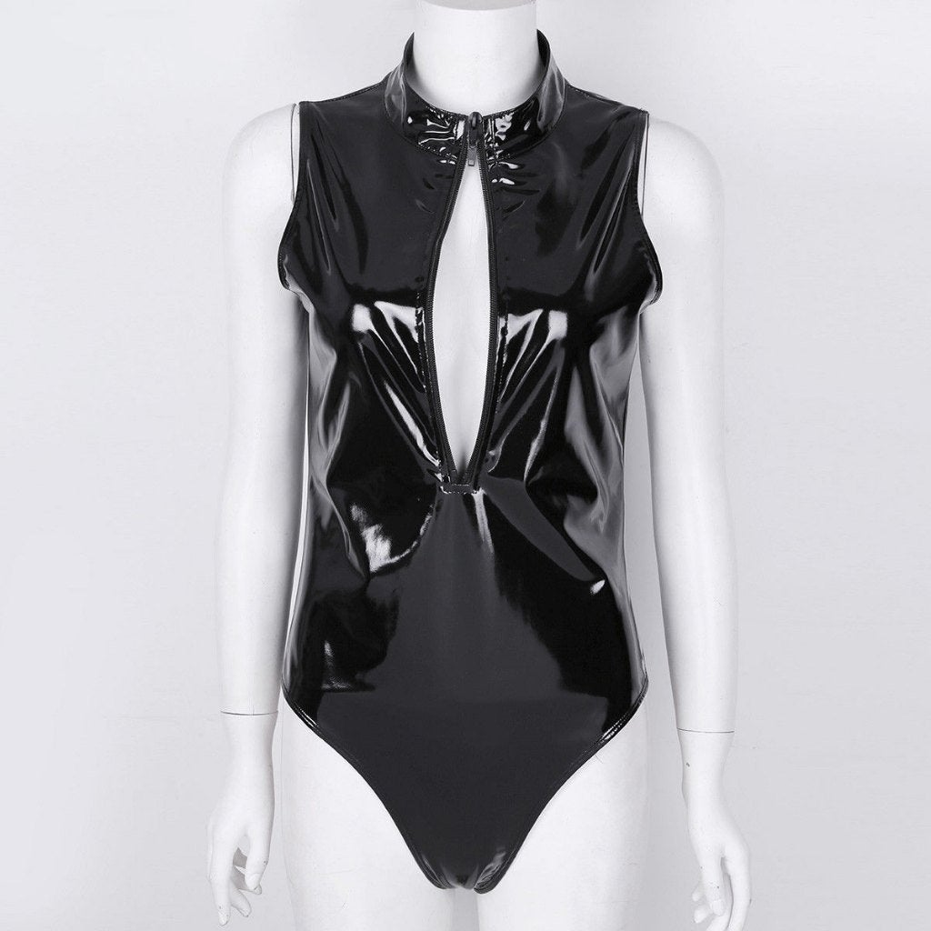 Catsuit romper wetlook bodysuit leren sexy dames vrouwen, Verzenden, Maat 42/44 (L), Nieuw, Overige thema's