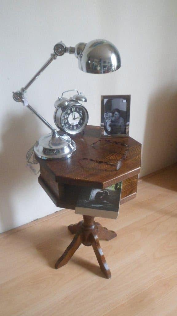 Vintage nachtkastje eiken bijzettafeltje tafeltje wijntafel, Gebruikt, Minder dan 45 cm, Hout, 55 tot 70 cm