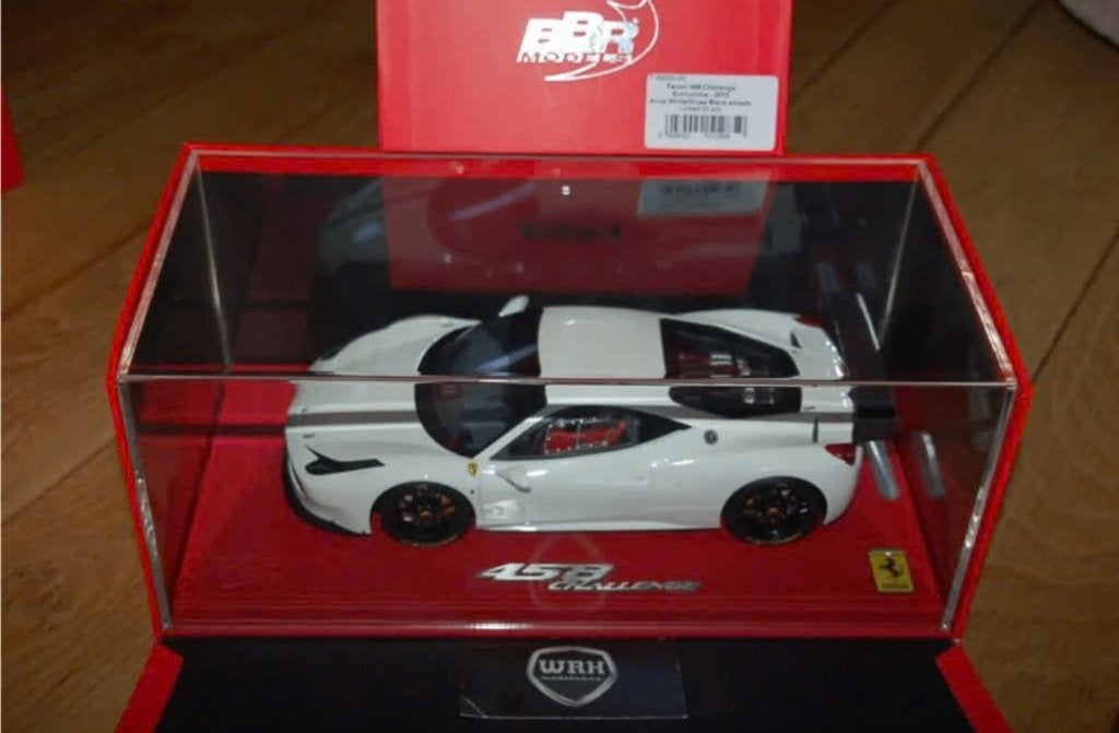 1:18 FERRARI 458 CHALLENGE white BBR LIMITED 20 USED WRH, Verzenden, Zo goed als nieuw, Auto, Overige merken