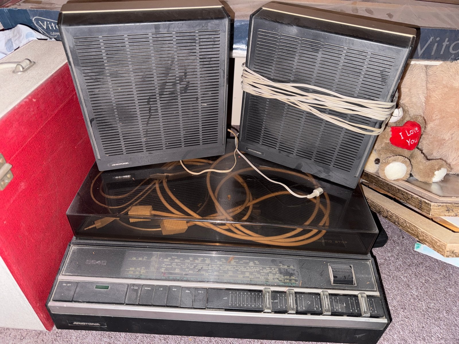 Vintage Aristona Stereo Set met Platenspeler en Speakers, Overige merken, Gebruikt, Speakers, Losse componenten