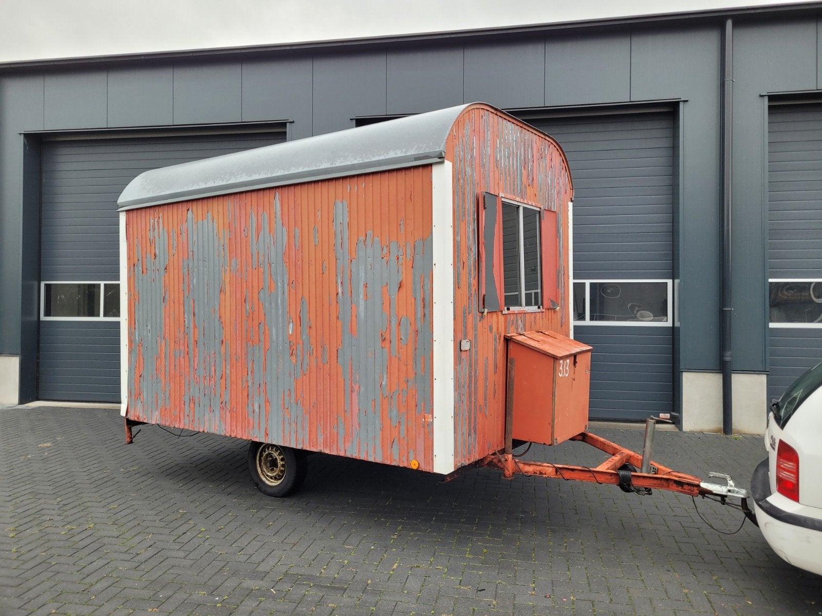 Metalen Schaftkeet Bouwkeet Tiny House Pipowagen, Doe-het-zelf en Verbouw, Ophalen, Gebruikt