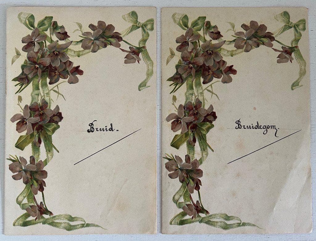 Twee oude bruidsboekjes met lied erin voor een 'bruidspaar', Ophalen of Verzenden, Voor 1940, Gebruikt, Overige onderwerpen