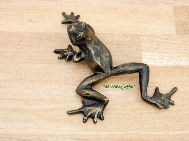 182* Bronzen kikker bruin (Boven€75 geen verzendkosten), Tuin en Terras, Tuinbeelden, Ophalen of Verzenden, Nieuw, Overige materialen