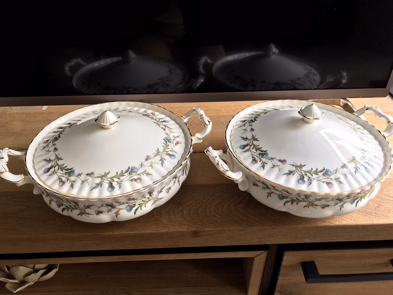 Royal albert BRIGADOON 2 DEKSCHALEN, Ophalen, Zo goed als nieuw, Porselein, Kop en/of schotel