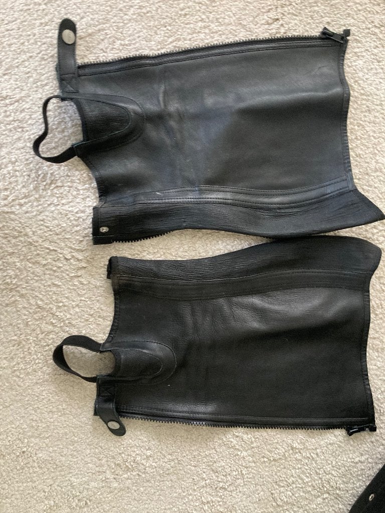 Leren Chaps / paardrijhandschoenen, Ophalen, Gebruikt