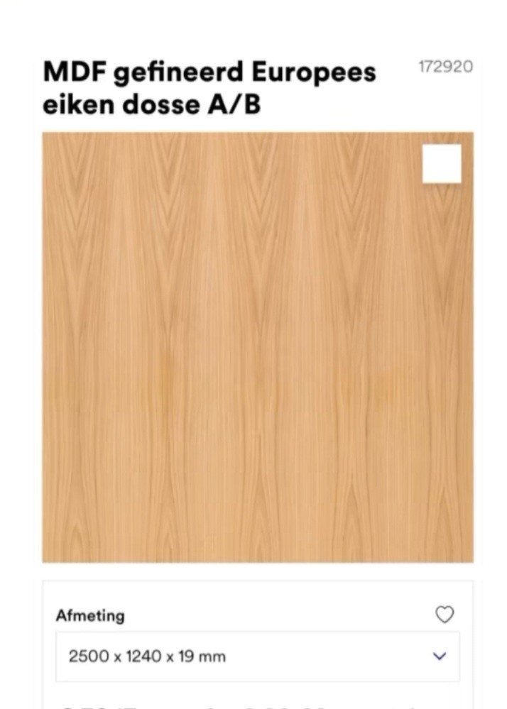 MDF gefineerd Europees eiken dosse A/B platen, Minder dan 25 mm, Eiken, Nieuw, Ophalen of Verzenden