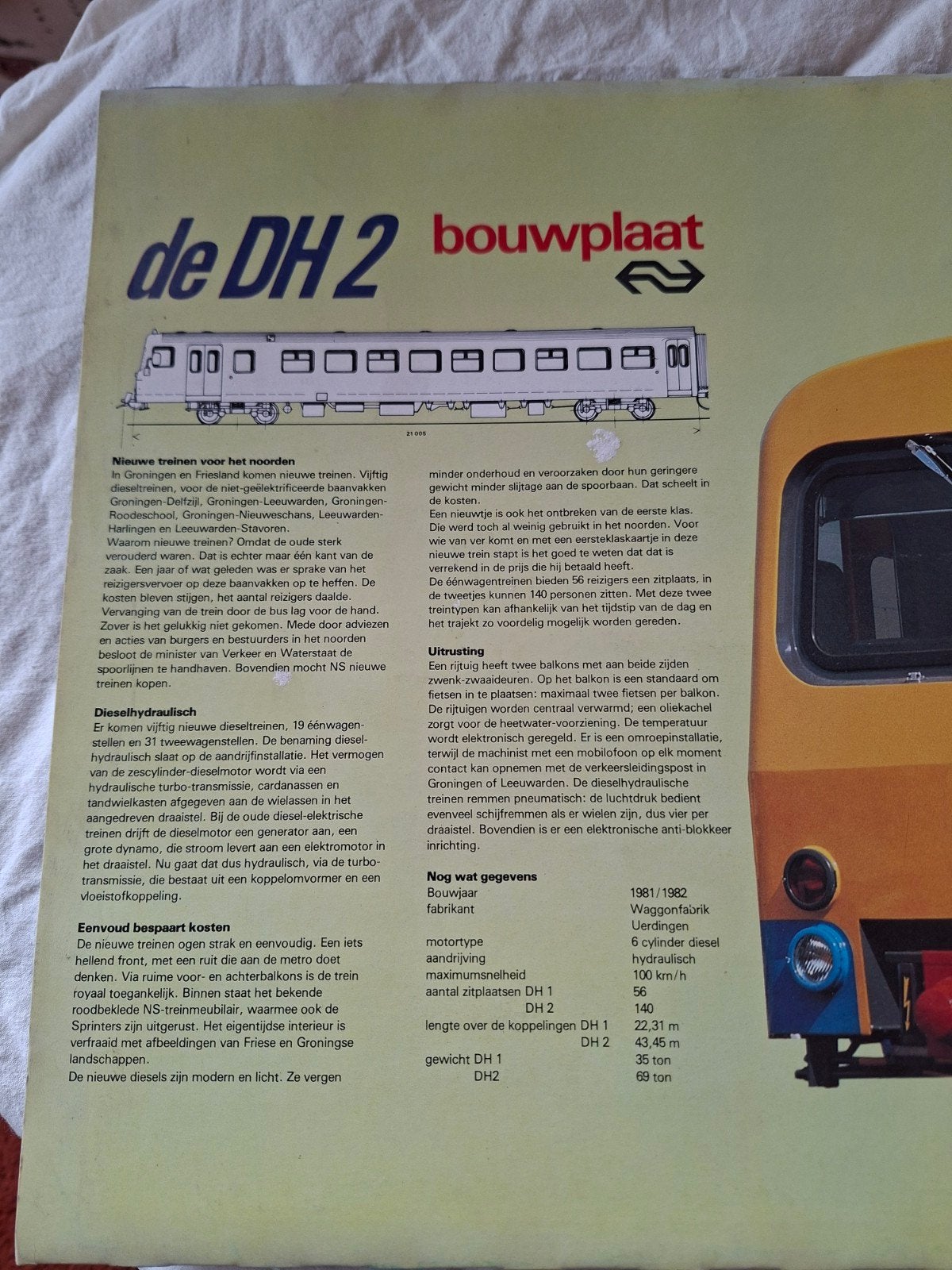 NS DH 2 Bouwplaat: Historische Treinmodel, Verzenden, Trein