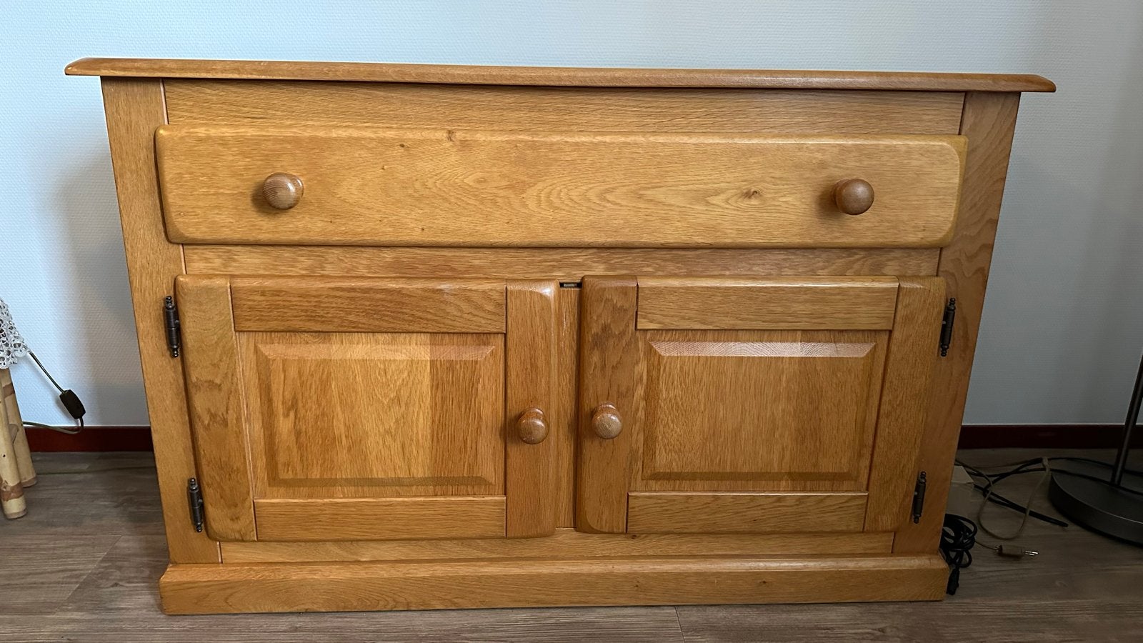 Eikenhouten dressoir met lade en deuren, Ophalen, Gebruikt, 100 tot 150 cm, Eikenhout