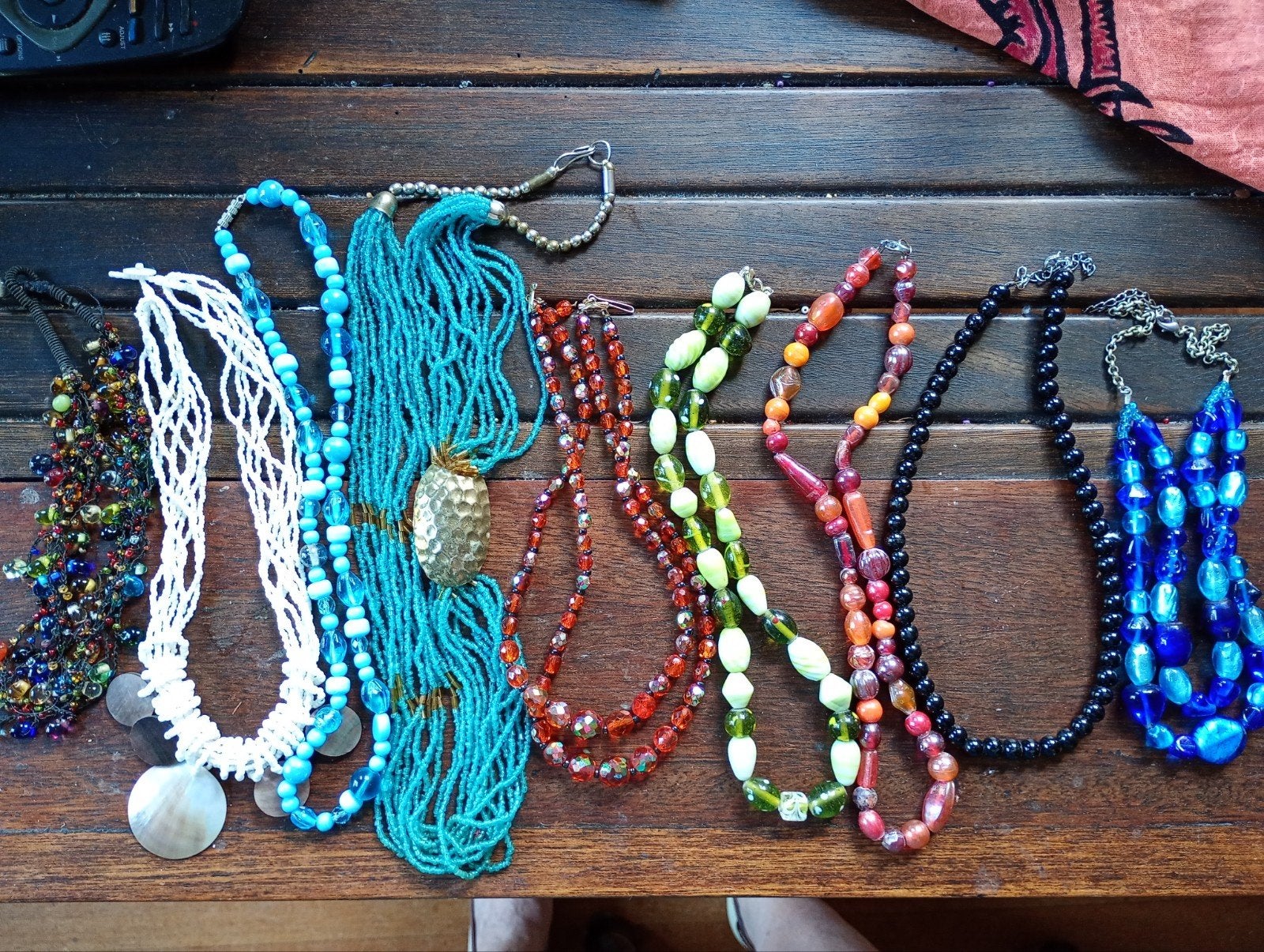 Partij vintage kettingen van glaskralen, Sieraden, Tassen en Uiterlijk, Kettingen, Ophalen, Zo goed als nieuw, Overige kleuren