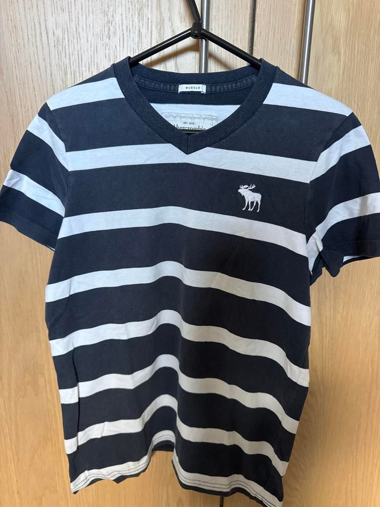 Abercrombie & Fitch gestreept T-shirt mt M, Ophalen of Verzenden, Zo goed als nieuw, Maat 48/50 (M), Blauw