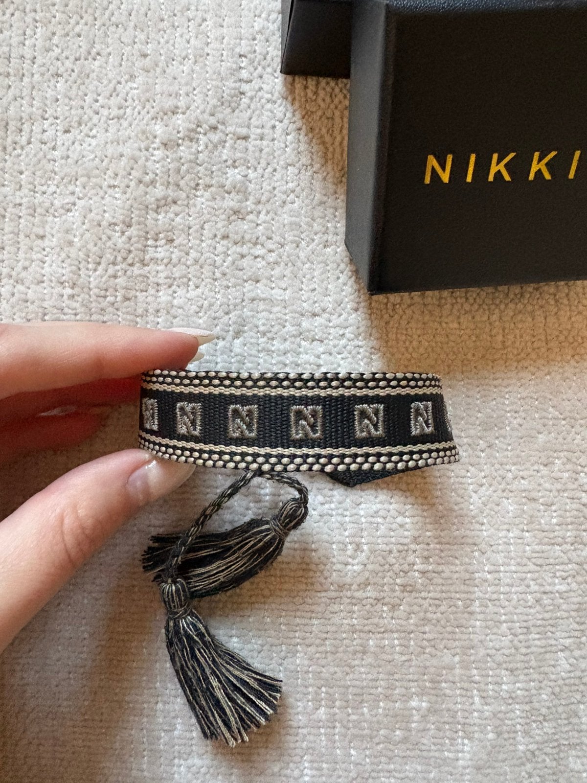 Nikkie Doris armband zwart beige met logo touwtjes, Ophalen of Verzenden, Zo goed als nieuw, Zwart