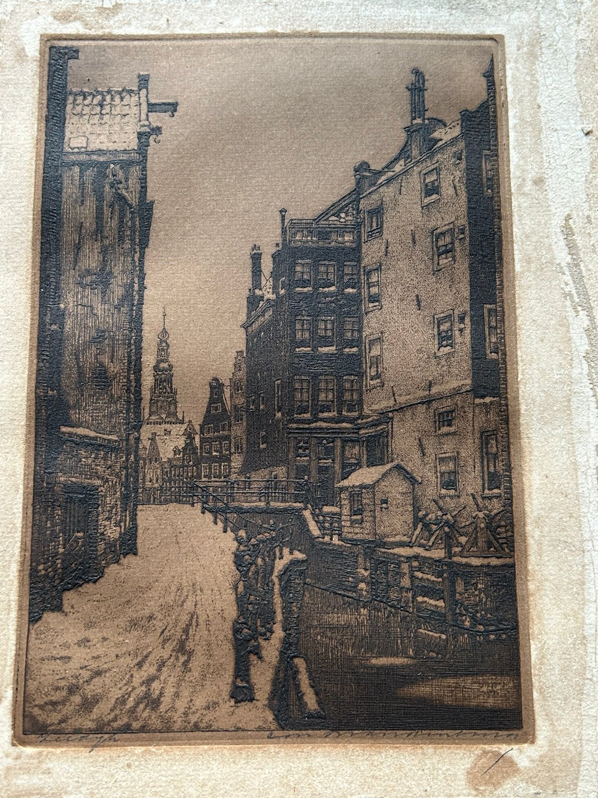 Ets Zeedijk van Cornelis Brandenburg, Antiek en Kunst, Kunst | Etsen en Gravures, Ophalen of Verzenden