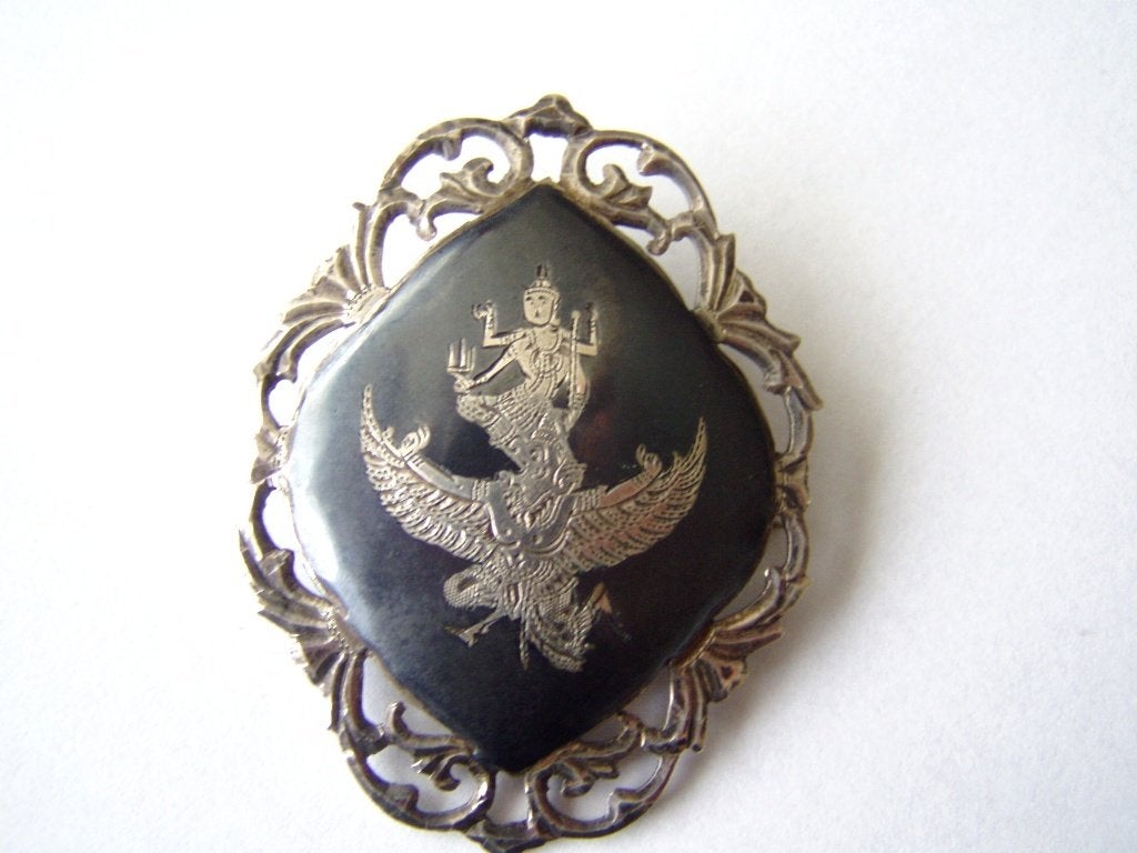 Prachtige Siam Sterling zilveren broche, Ophalen, Zilver, Broche