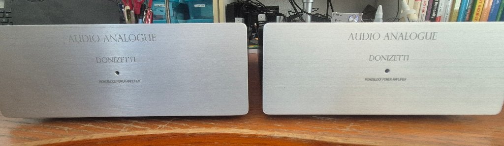 Audio Analogue Donizetti 100W Eindversterkers (2 stuks), Gebruikt, 60 tot 120 watt, Stereo, Ophalen