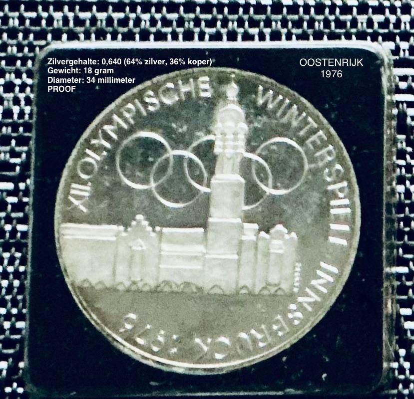 Oostenrijk 100 Schilling 1976 zilver - 5 stuks Innsbruck OWS, Postzegels en Munten, Munten | Europa | Niet-Euromunten, Ophalen of Verzenden