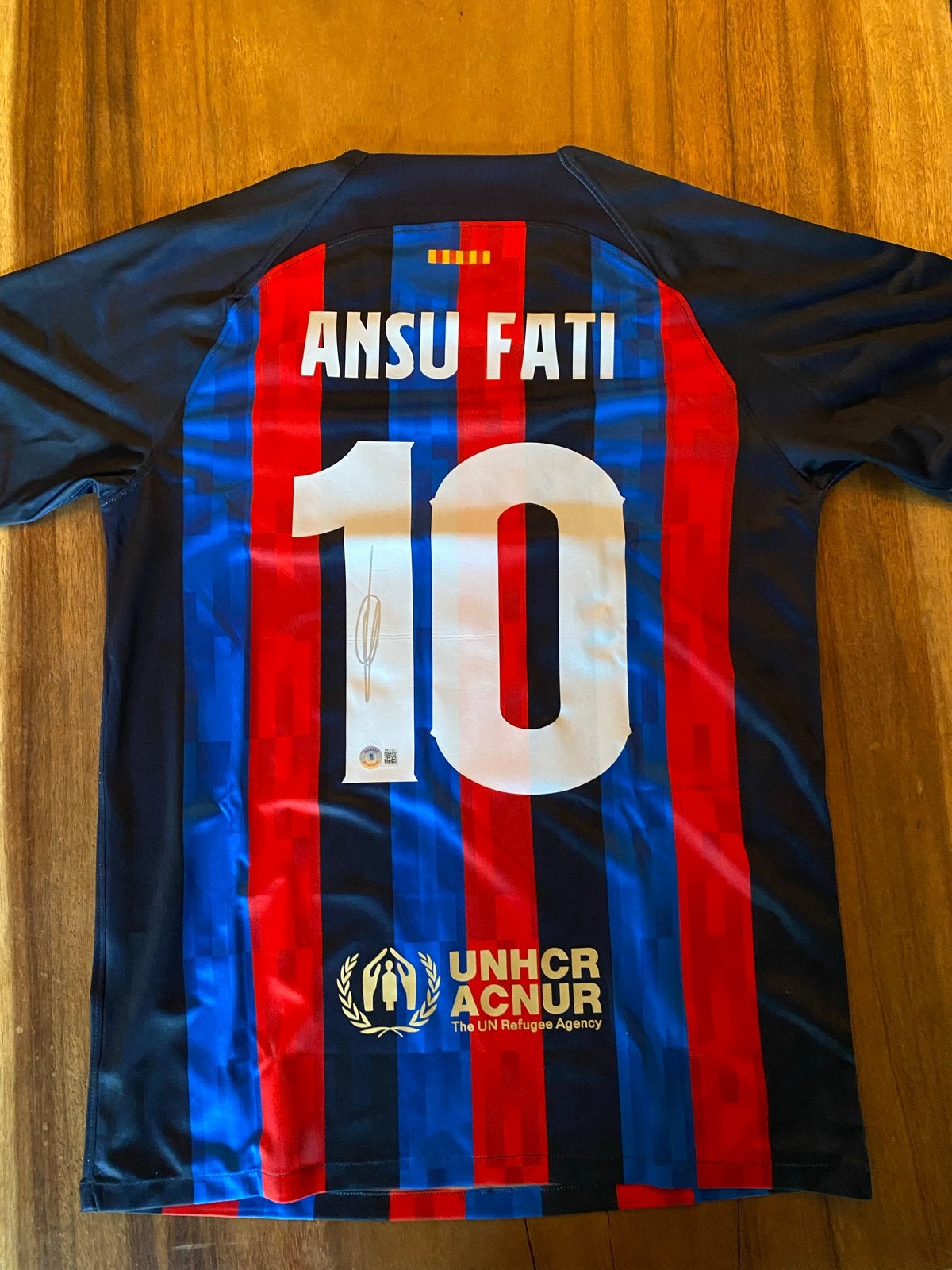 Gesigneerd Ansu Fati FC Barcelona Thuisshirt 2022/23, Maat M, Ophalen of Verzenden, Zo goed als nieuw, Shirt