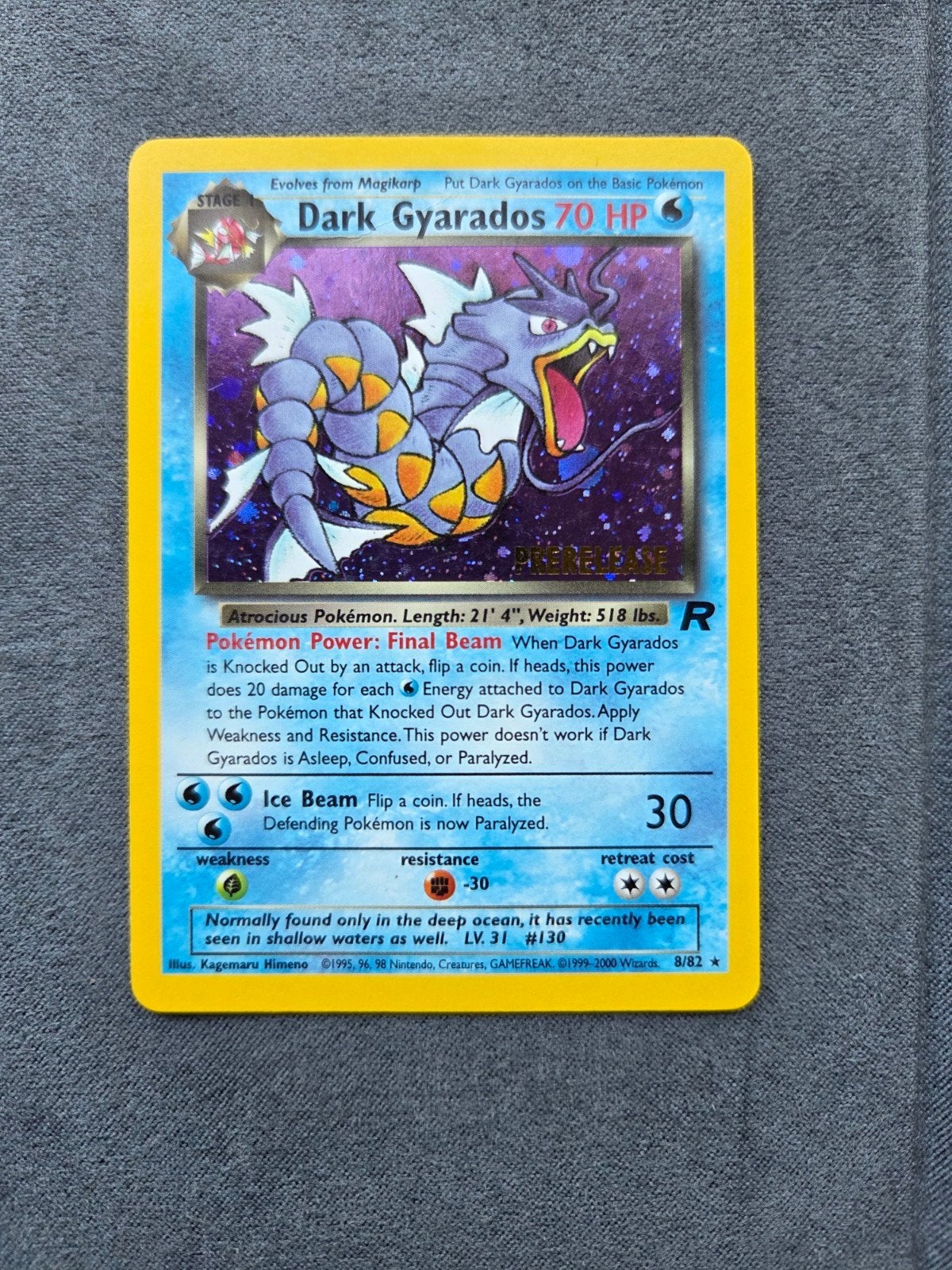 Dark Gyarados holo (TR 8) - Prerelease stamp #2, Hobby en Vrije tijd, Verzamelkaartspellen | Pokémon, Ophalen of Verzenden, Zo goed als nieuw