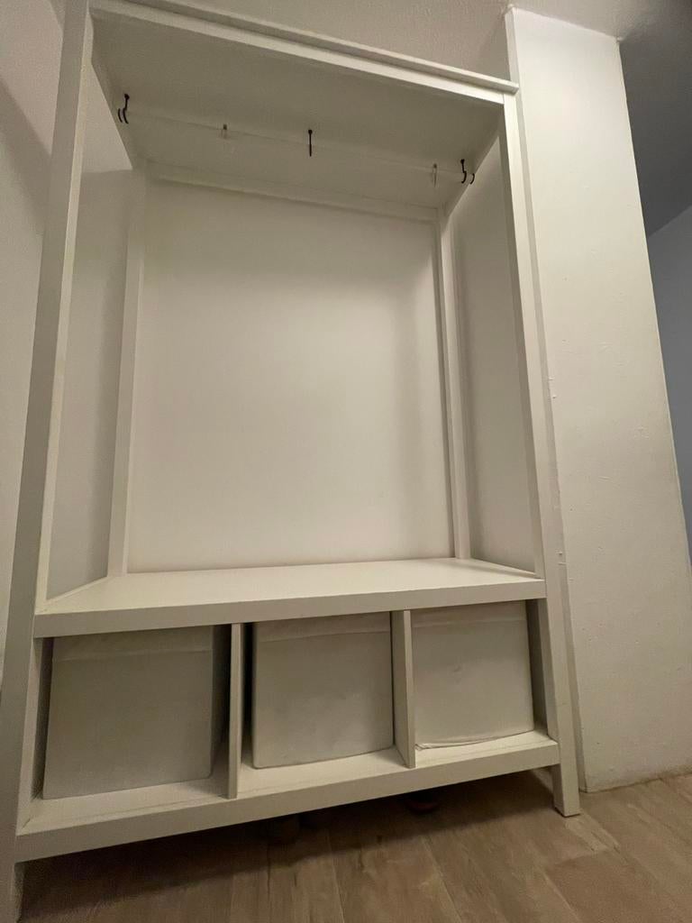 Witte kapstok met bankje en opbergruimte, Huis en Inrichting, Woonaccessoires | Kapstokken, Ophalen, Gebruikt, Overige typen, 150 tot 200 cm