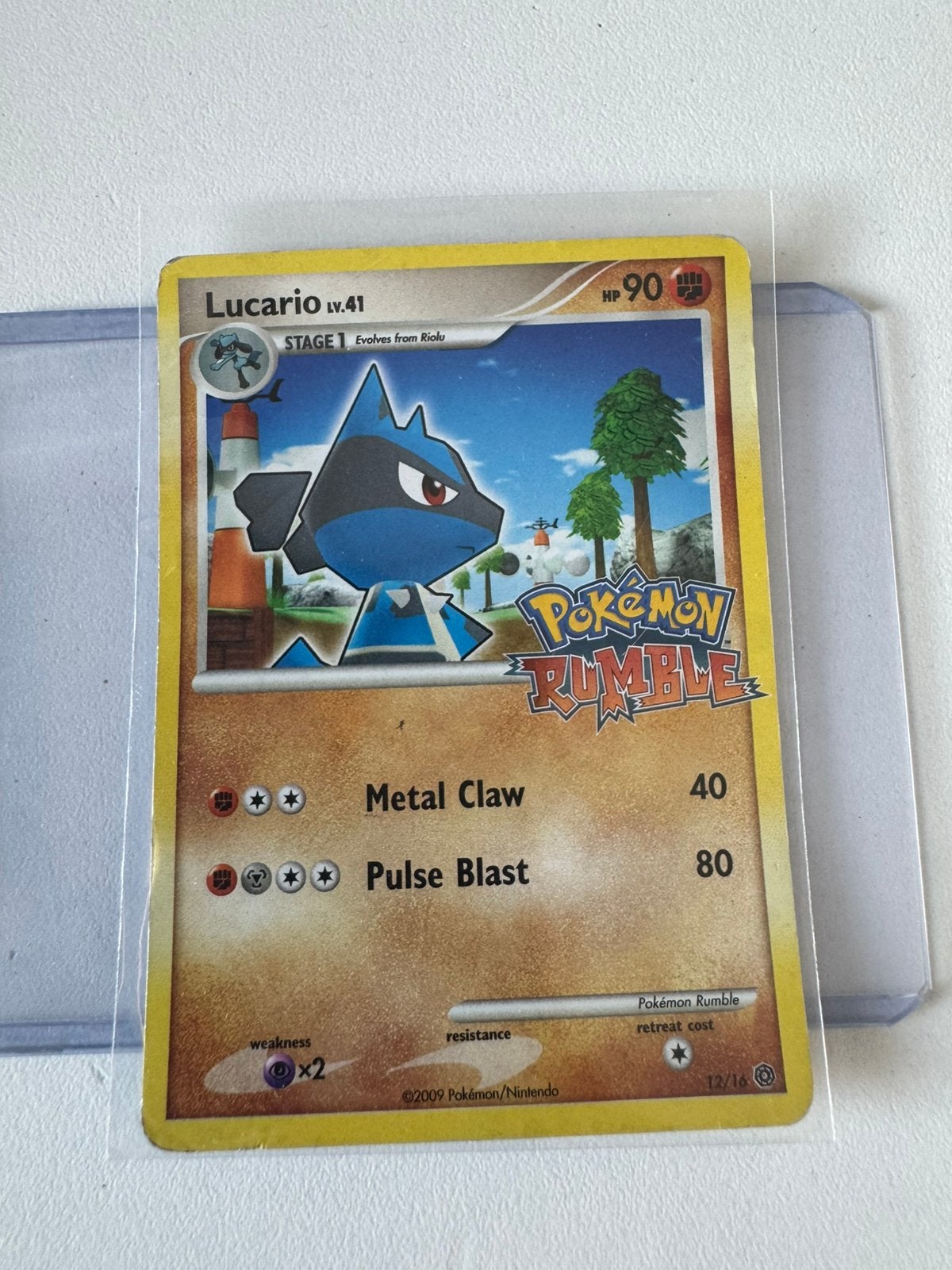 Pokemon Rumble Lucario LV.41 (12/16), Hobby en Vrije tijd, Ophalen of Verzenden, Gebruikt, Losse kaart, Foil