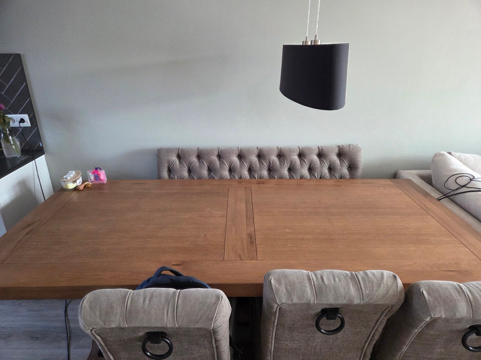 Robuuste eikenhouten eettafel ( kloostertafel)met kruispoot, 100 tot 150 cm, Landelijk, Robuust, Eikenhout, Ophalen of Verzenden