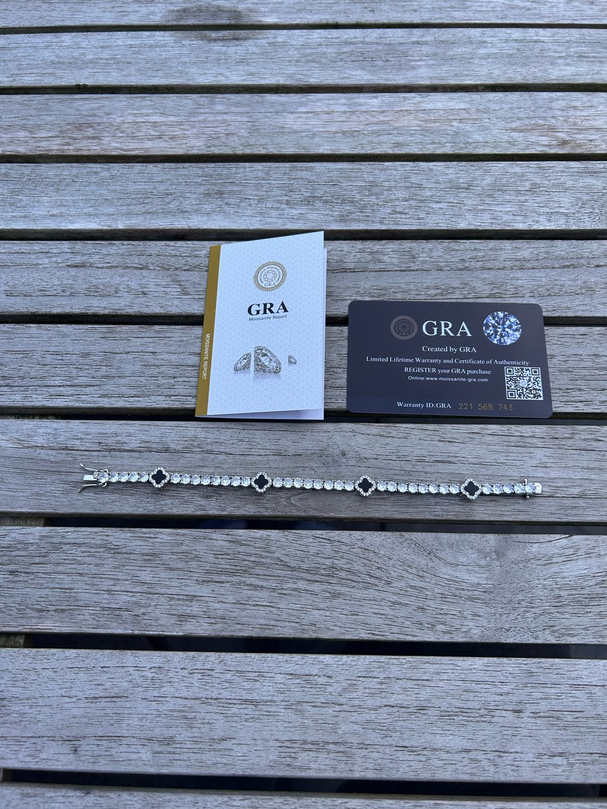 Klaver armband moissanite RVS, Ophalen of Verzenden, Zo goed als nieuw, Zilver, Overige materialen