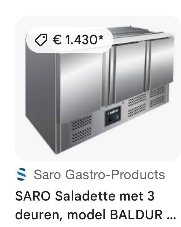 SARO Saladette met 3 deuren, model BALDUR S 903, Ophalen, 25 tot 50 cm, Minder dan 100 cm