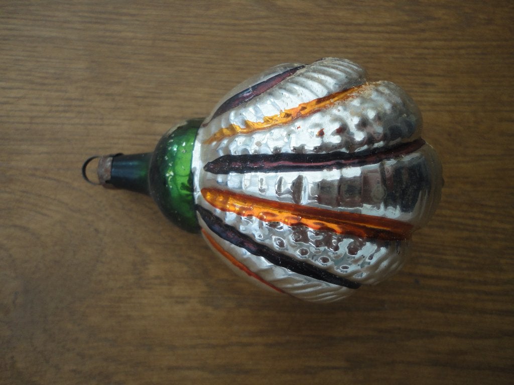 Mooie oude glazen kerstbal soort dichte schelp, Ophalen of Verzenden, Gebruikt