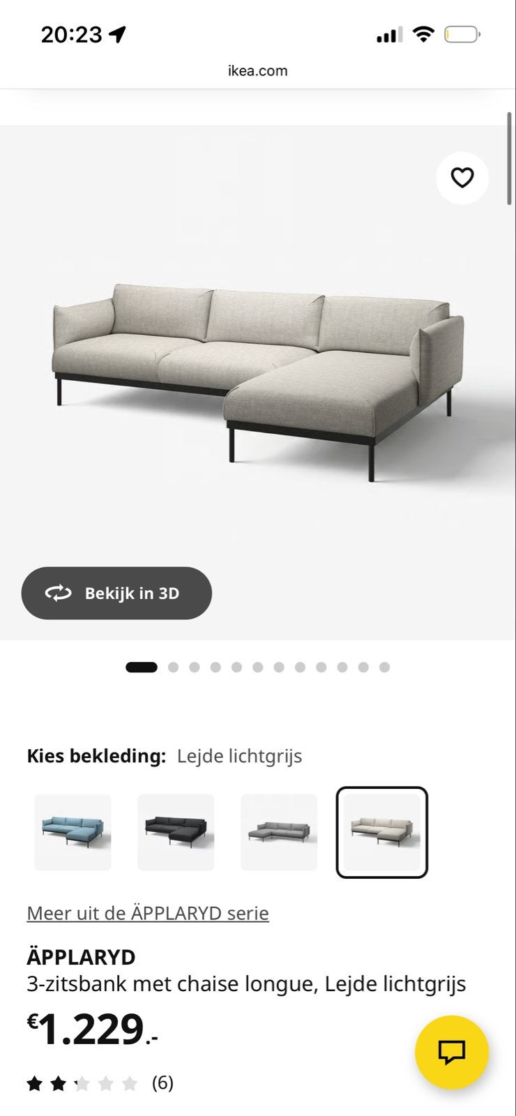IKEA ÄPPLARYD 3-zitsbank hoekbank lounge zo goed als nieuw, Ophalen, 250 tot 300 cm, Hoekbank, Driepersoons